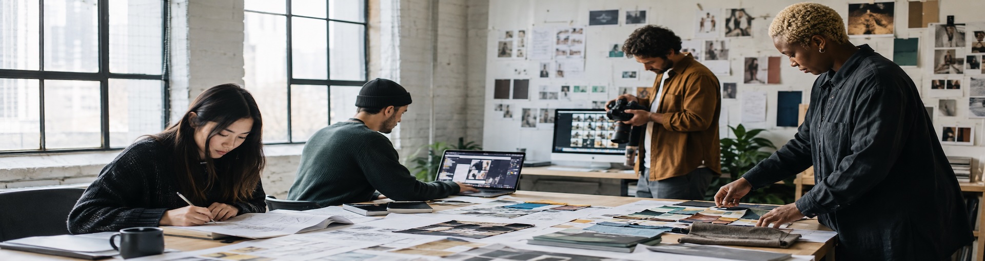 Documentary photograph representing the Creative Industries sector at work. Real setting, natural light, mid-activity.