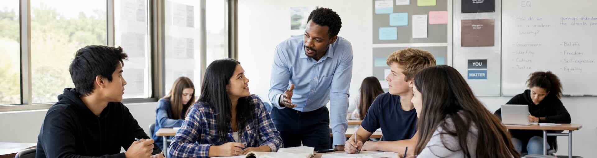 Documentary photograph representing the Education sector at work. Real setting, natural light, mid-activity.