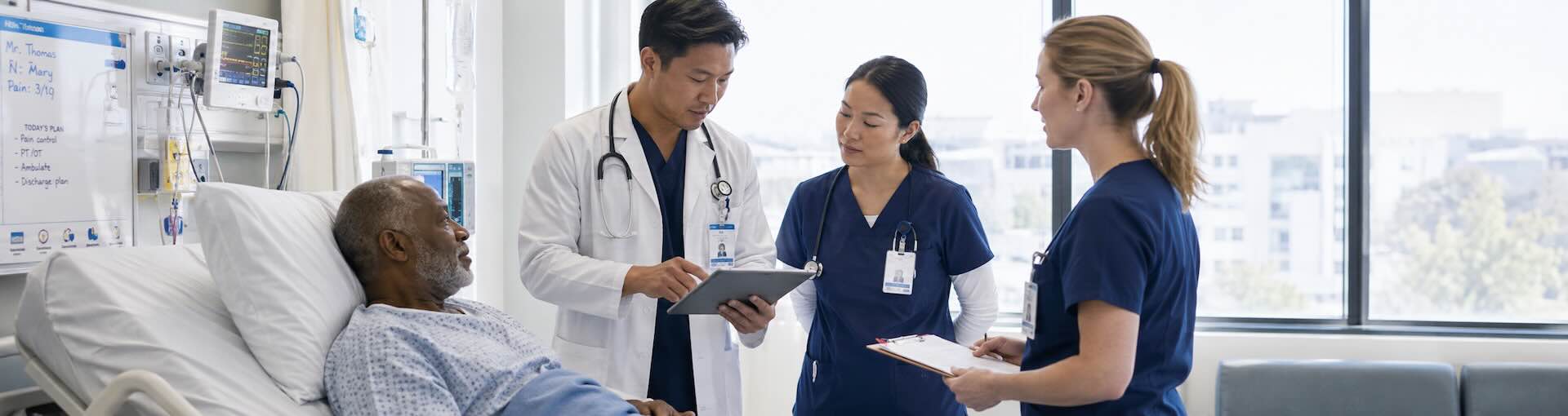 Documentary photograph representing the Healthcare sector at work. Real setting, natural light, mid-activity.